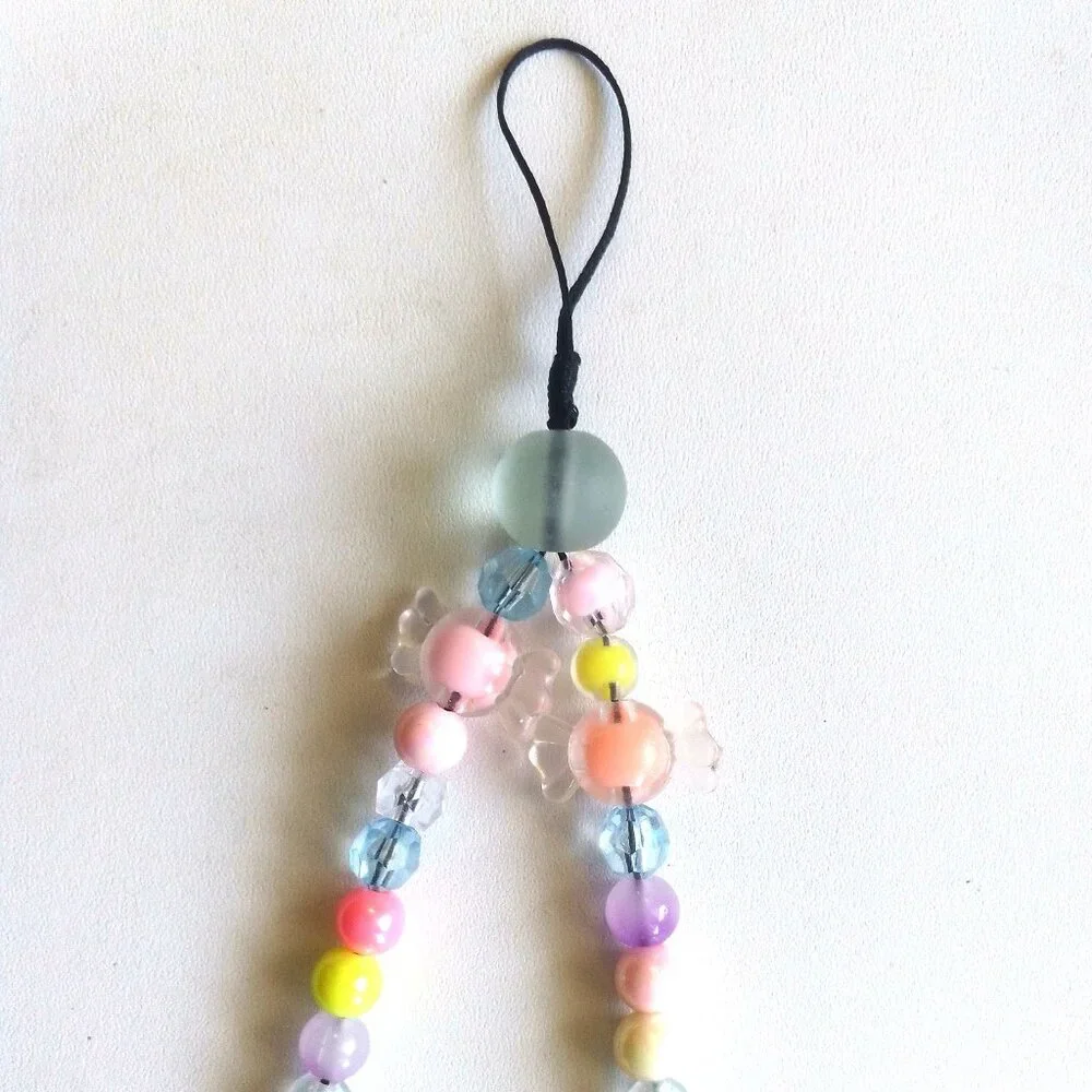 Beaded Phone Wrist Strap, Cellphone Lanyard Chain with Colorful Candy